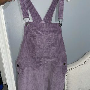 Purple Corduroy Overall Dress